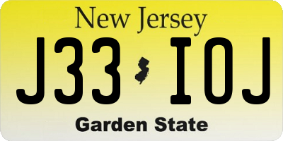 NJ license plate J33IOJ