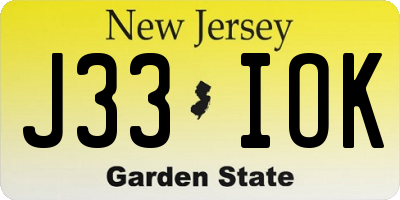 NJ license plate J33IOK