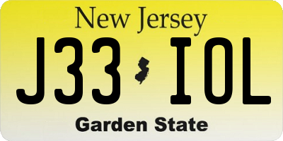 NJ license plate J33IOL