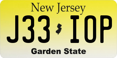 NJ license plate J33IOP