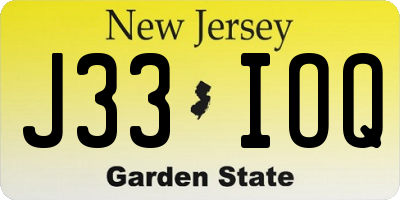 NJ license plate J33IOQ