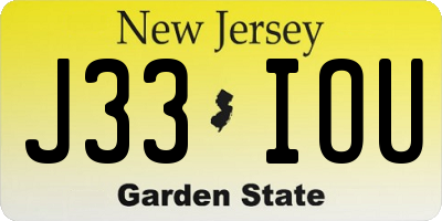 NJ license plate J33IOU