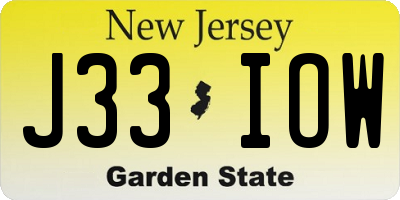 NJ license plate J33IOW