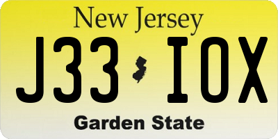 NJ license plate J33IOX