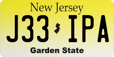 NJ license plate J33IPA