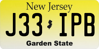 NJ license plate J33IPB