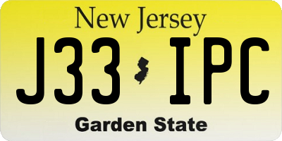 NJ license plate J33IPC