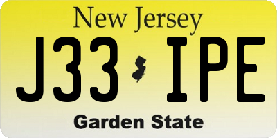 NJ license plate J33IPE