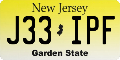 NJ license plate J33IPF