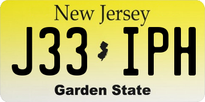 NJ license plate J33IPH