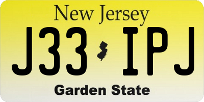 NJ license plate J33IPJ
