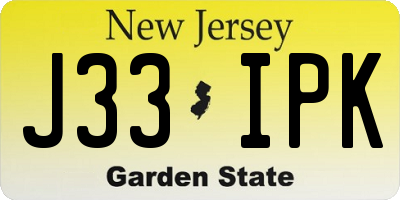 NJ license plate J33IPK