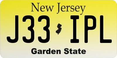 NJ license plate J33IPL