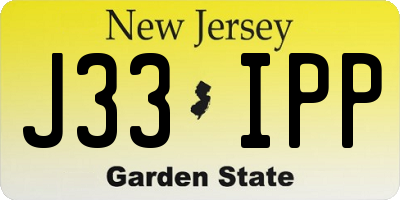 NJ license plate J33IPP