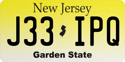 NJ license plate J33IPQ