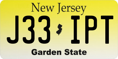 NJ license plate J33IPT