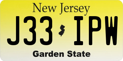 NJ license plate J33IPW