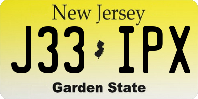 NJ license plate J33IPX