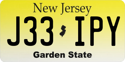 NJ license plate J33IPY