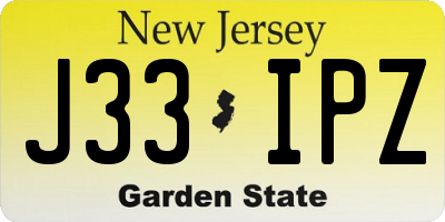 NJ license plate J33IPZ