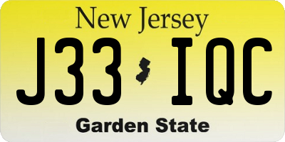 NJ license plate J33IQC