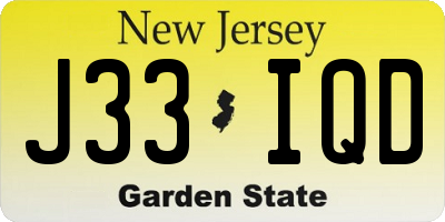 NJ license plate J33IQD