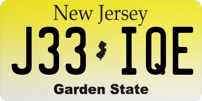 NJ license plate J33IQE