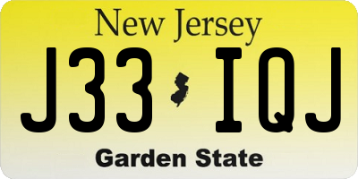 NJ license plate J33IQJ