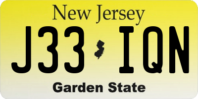NJ license plate J33IQN