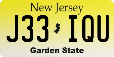 NJ license plate J33IQU