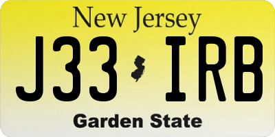 NJ license plate J33IRB