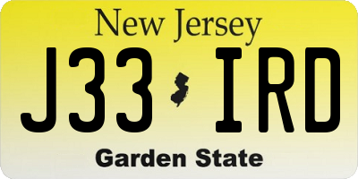 NJ license plate J33IRD