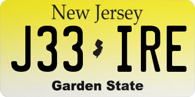 NJ license plate J33IRE