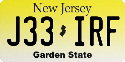 NJ license plate J33IRF