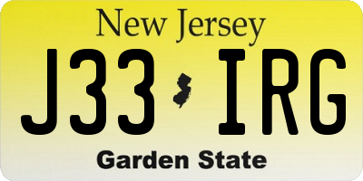 NJ license plate J33IRG