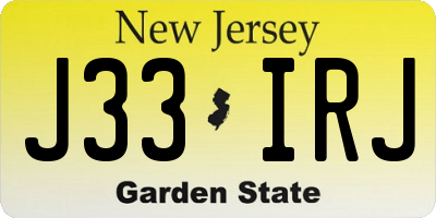 NJ license plate J33IRJ