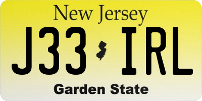 NJ license plate J33IRL