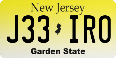 NJ license plate J33IRO