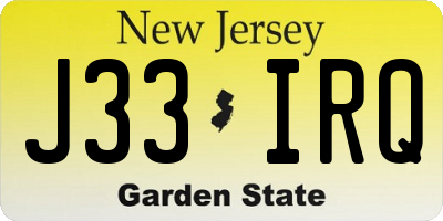 NJ license plate J33IRQ