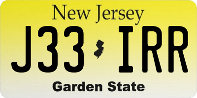 NJ license plate J33IRR
