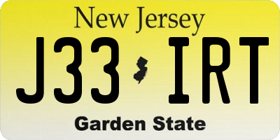 NJ license plate J33IRT