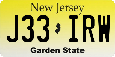 NJ license plate J33IRW