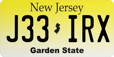 NJ license plate J33IRX