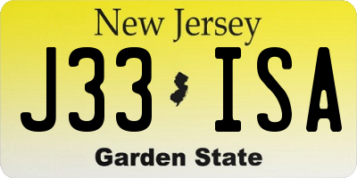 NJ license plate J33ISA