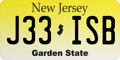 NJ license plate J33ISB