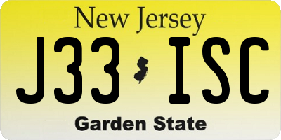 NJ license plate J33ISC
