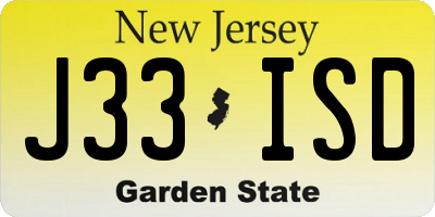 NJ license plate J33ISD
