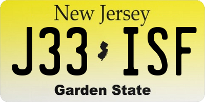 NJ license plate J33ISF