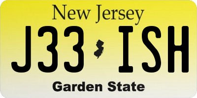 NJ license plate J33ISH