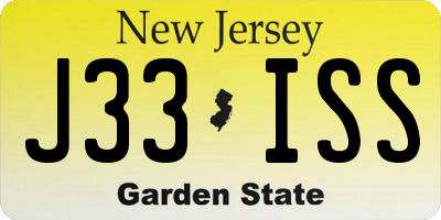 NJ license plate J33ISS